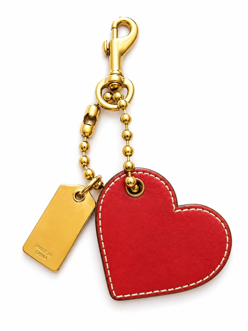 Coach Red Heart Leather Bag Charm / Keychain & Gold Metal Hangtag Collectors Duo - Picture 3 of 3